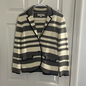 Loft Women's NWOT Grey, black and white structured sweater blazer, Size S